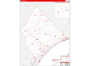 Horry County, SC Wall Map Zip Code Red Line Style 2022