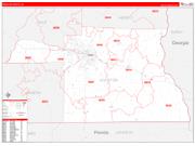 Houston County, AL Wall Map Zip Code Red Line Style 2022