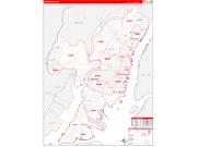 Hudson County, NJ Wall Map Zip Code Red Line Style 2023