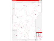 Hughes County, OK Wall Map Zip Code Red Line Style 2022