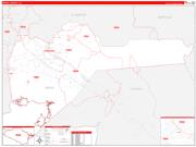 IberiaParish (County), LA Wall Map Zip Code Red Line Style 2023