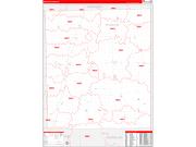 Iroquois County, IL Wall Map Zip Code Red Line Style 2022