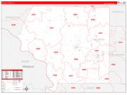 Jackson County, IL Wall Map Zip Code Red Line Style 2022