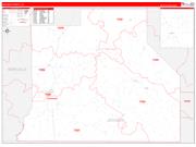 JacksonParish (County), LA Wall Map Zip Code Red Line Style 2023