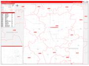 Jefferson County, IL Wall Map Zip Code Red Line Style 2022