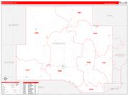 Johnston County, OK Wall Map Zip Code Red Line Style 2022