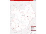 Kershaw County, SC Wall Map Zip Code Red Line Style 2022