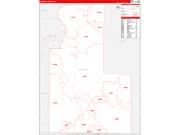 Klamath County, OR Wall Map Zip Code Red Line Style 2022