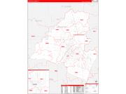 LafayetteParish (County), LA Wall Map Zip Code Red Line Style 2023