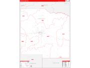 Lafayette County, MS Wall Map Zip Code Red Line Style 2022