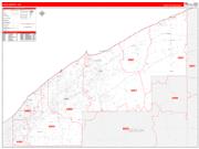 Lake County, OH Wall Map Zip Code Red Line Style 2022