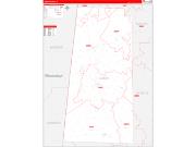 Lamar County, AL Wall Map Zip Code Red Line Style 2022