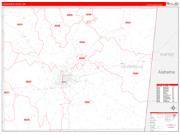 Lauderdale County, MS Wall Map Zip Code Red Line Style 2022
