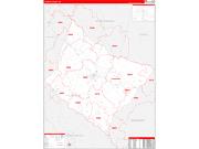 Laurens County, SC Wall Map Zip Code Red Line Style 2022