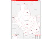 Lawrence County, OH Wall Map Zip Code Red Line Style 2022