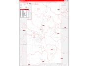 Lee County, MS Wall Map Zip Code Red Line Style 2022