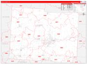 Licking County, OH Wall Map Zip Code Red Line Style 2022