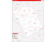 Limestone County, TX Wall Map Zip Code Red Line Style 2022