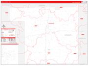 Lincoln County, MS Wall Map Zip Code Red Line Style 2022