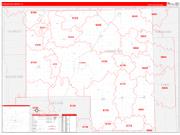 Livingston County, IL Wall Map Zip Code Red Line Style 2023