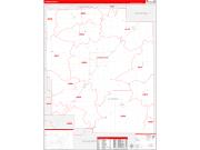 Logan County, IL Wall Map Zip Code Red Line Style 2023