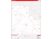Logan County, OK Wall Map Zip Code Red Line Style 2023