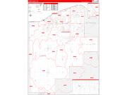 Lorain County, OH Wall Map Zip Code Red Line Style 2022
