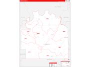 Lowndes County, AL Wall Map Zip Code Red Line Style 2022