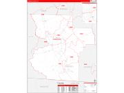 Lowndes County, GA Wall Map Zip Code Red Line Style 2022