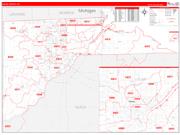 Lucas County, OH Wall Map Zip Code Red Line Style 2022