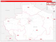 Macon County, AL Wall Map Zip Code Red Line Style 2022