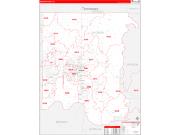 Madison County, AL Wall Map Zip Code Red Line Style 2022