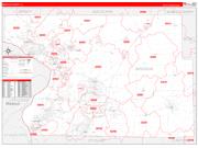 Madison County, IL Wall Map Zip Code Red Line Style 2023