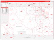 Mahoning County, OH Wall Map Zip Code Red Line Style 2022