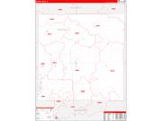Marion County, IL Wall Map Zip Code Red Line Style 2022