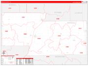 Marshall County, IL Wall Map Zip Code Red Line Style 2022
