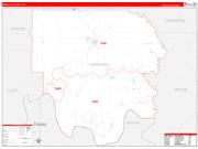 Marshall County, OK Wall Map Zip Code Red Line Style 2022