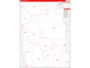 McHenry County, ND Wall Map Zip Code Red Line Style 2022