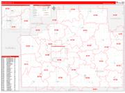 McLean County, IL Wall Map Zip Code Red Line Style 2022