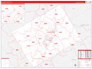 McLennan County, TX Wall Map Zip Code Red Line Style 2022