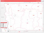 Mills County, IA Wall Map Zip Code Red Line Style 2022
