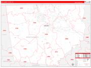 Montgomery County, TN Wall Map Zip Code Red Line Style 2022