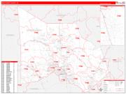 Montgomery County, TX Wall Map Zip Code Red Line Style 2023