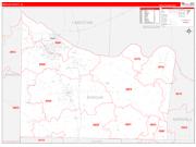 Morgan County, AL Wall Map Zip Code Red Line Style 2023