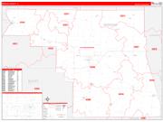 Morgan County, IL Wall Map Zip Code Red Line Style 2023