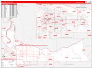 Multnomah County, OR Wall Map Zip Code Red Line Style 2022