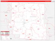 Muskingum County, OH Wall Map Zip Code Red Line Style 2022