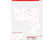 Muskogee County, OK Wall Map Zip Code Red Line Style 2022
