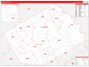 Navarro County, TX Wall Map Zip Code Red Line Style 2022