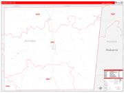 Noxubee County, MS Wall Map Zip Code Red Line Style 2022